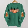 thumbnail image 5 of TKLPEHG Womans Thanksgiving Sweatshirts Plaid Polka Dots Pumpkin Graphic Sweatshirt Fall Fashion Crew Neck Holiday Tops Long Sleeve Casual Pullover (Army Green,L), 5 of 6