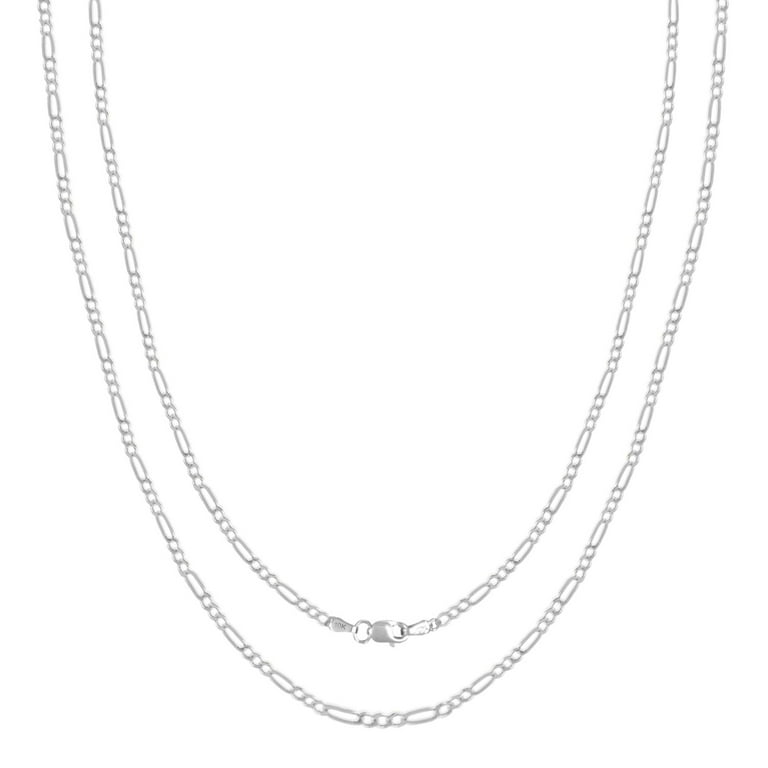 10K White Gold Figaro Chain Necklace for Men and Women â