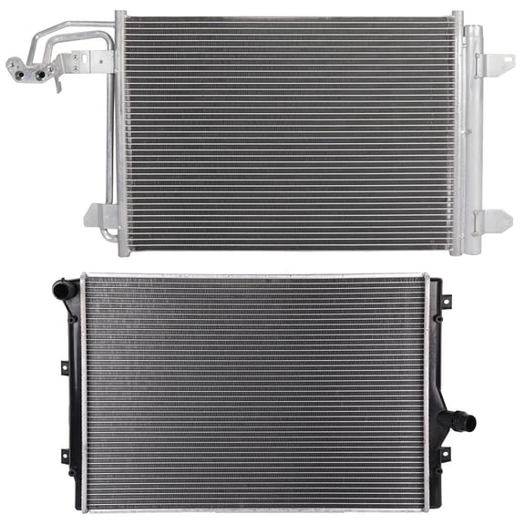 cciyu 3255 Condenser and 2822 PA16/MT Radiator Replacement for 2010-2013 for Audi for A3 Quattro 2008-2009 for Audi for TT 2008-2009