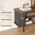 thumbnail image 3 of Vabches 55" TV Stand Cabinet with 2 Sliding Tambour Doors, Modern TV Consoles Table with Adjustable Shelves for Living, Dining Room, Black, 3 of 7