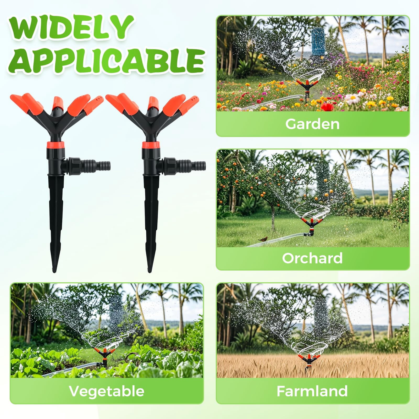 360° Multi-Directional Lawn Sprinkler, 360° Rotating Sprinkler Lawn Sprinkler with Adjustable 45° Angle Coverage Precision Garden Irrigation Sprinkler Roof Sprinklers