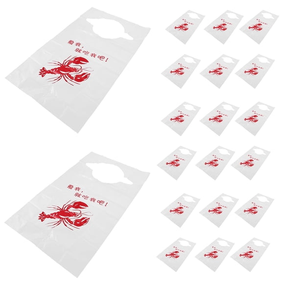 FENGGUIQU Lobster Bibs Assorted Colors Plastic Disposable Bibs for Dining and Salon Use Easy Eating