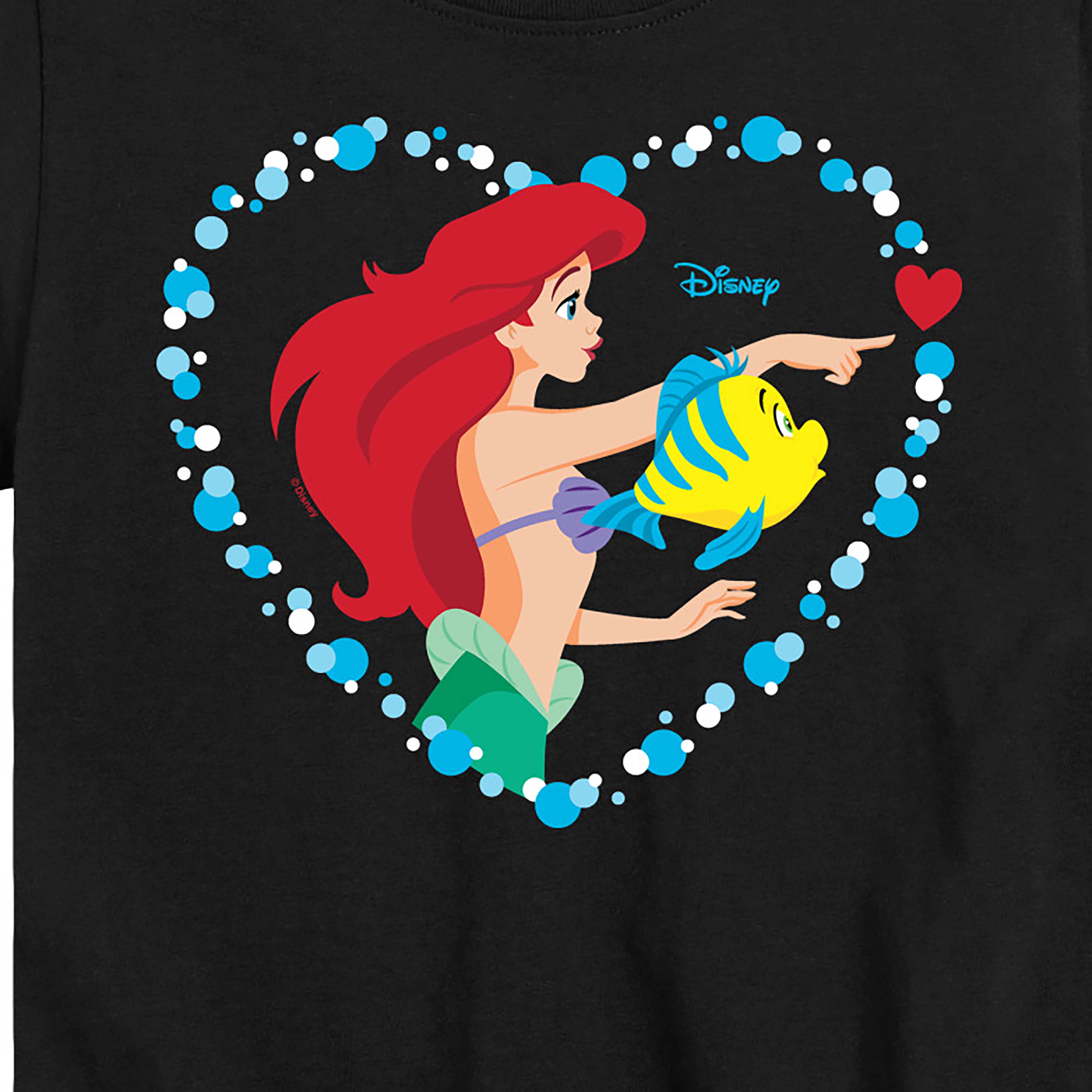 Youth - - Short Princess Disney Sleeve - Day Valentine\'s T-Shirt - Graphic Ariel Heart