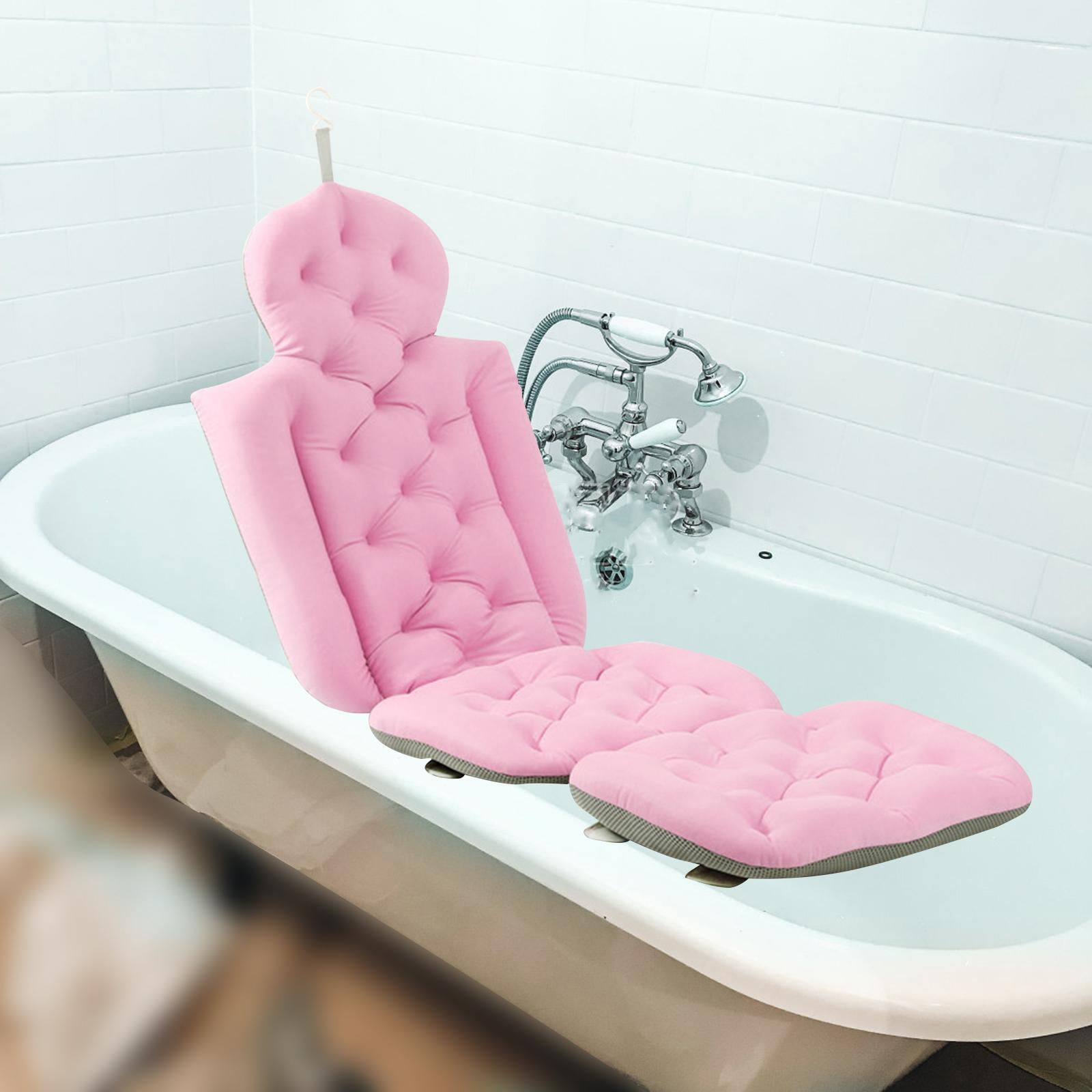 Bathtub Mat Bath Pillow Set Non-slip Bath Mat PVC Foam with Suction Cup,Bath  Mat Set Bath Tub Pillow Mat Bathroom Decor 