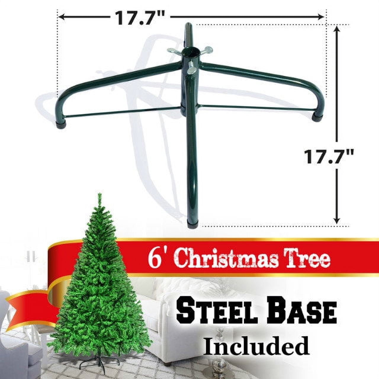 Sunrise 6\' Artificial Classic Pine Christmas Tree with Metal Stand (Green)