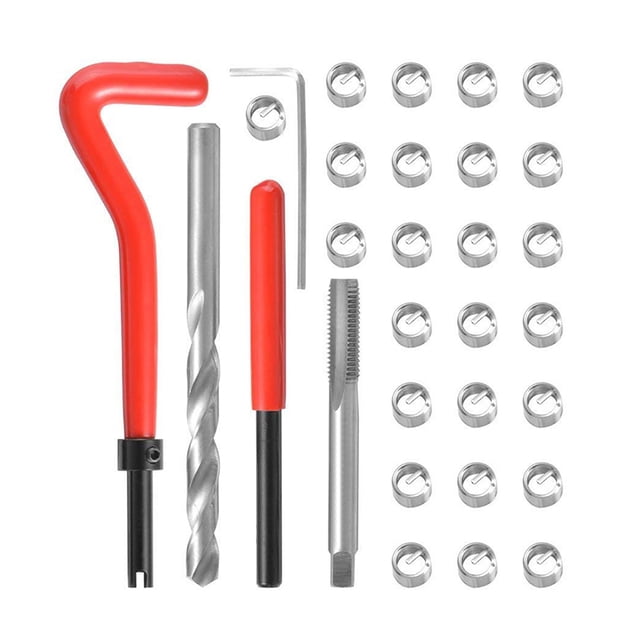 M7 Thread Repair Kit - 25-Piece Set with Wire Inserts, Drill Bits, Taps & Installation Tools | Premium Steel Construction | Silver Finish | Portable Storage Case | Ideal for Restoring Damaged Threads