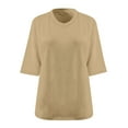 thumbnail image 5 of Bovxnpu 3/4 Length Sleeve Womens Tops, Plus Size Cotton Casual Blouses for Women, Women's Oversized V-neck Short Sleeved Solid Summer Base Shirt Sports T-shirt XXXXXL, 5 of 6