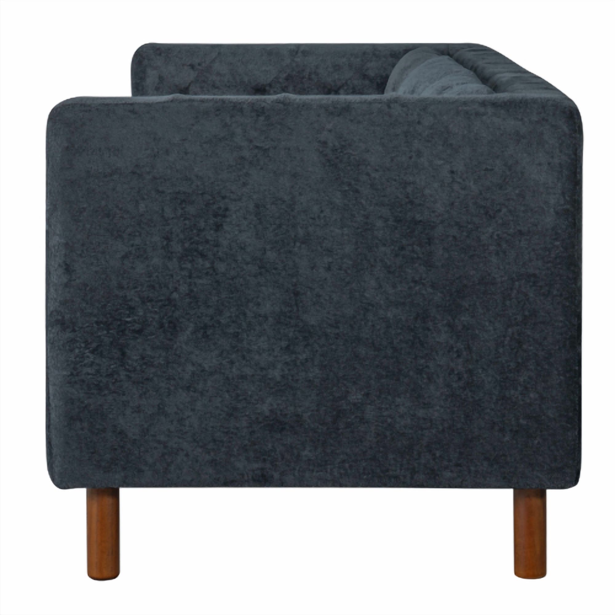 78" Modern 3-Seater Sofa, Chenille Upholstered Couch with Square Arms, Tufted Pillow Back & Walnut Rubber Wood Legs, Multi-Cushion Sofa for Living Room and Apartment, Blue
