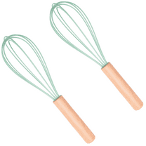 2 Pack 10" Silicone Whisk with Wood Handle Trianu Silicone Whisks for Cooking - Whisk for Pancake Batter, Eggs and Egg Whites, Cake Mix, Blending, Gravy and Sauces, Green