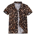 thumbnail image 3 of TIHLMK Mens Tshirts Men's Summer Fashion Casual Lapel Leopard Short Sleeve Shirt Top Blouse, 3 of 8