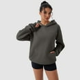 thumbnail image 2 of OQQ Women's Hooded Pullover Sweatshirt - Long Sleeve - Fashionable Fall/Winter Top with Front Pockets Design, 2 of 7