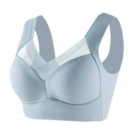 Prdecexlu Womens Seamless Bras Deep Cup Full Back Coverage Hides Back Fat Comfort Wirefree Shaper Bra Sleep Yoga Bralette Stretch Bras Light Blue 2XL