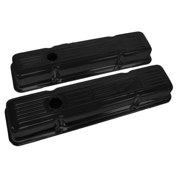 FOR 58-86 CHEVY SMALL BLOCK 327 TALL STEEL VALVE COVERS EDP BLACK WITH 327 LOGO