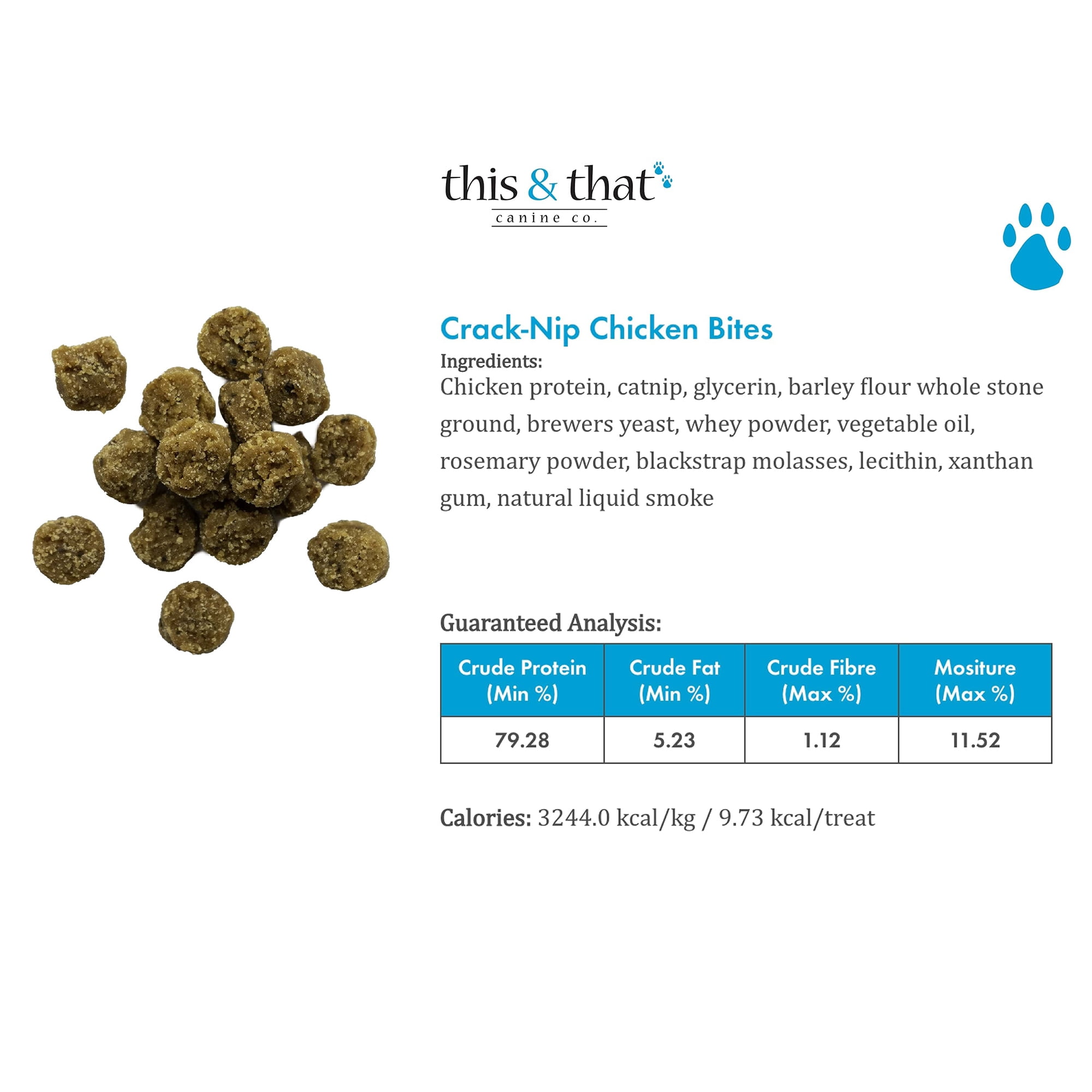 Snack Station: Crack-Nip 12 Pack - Chicken - 1.5 oz Bags - Catnip Infused Cat Treats, Smokey Flavor Protein Rich Bites, This & That Canine Co