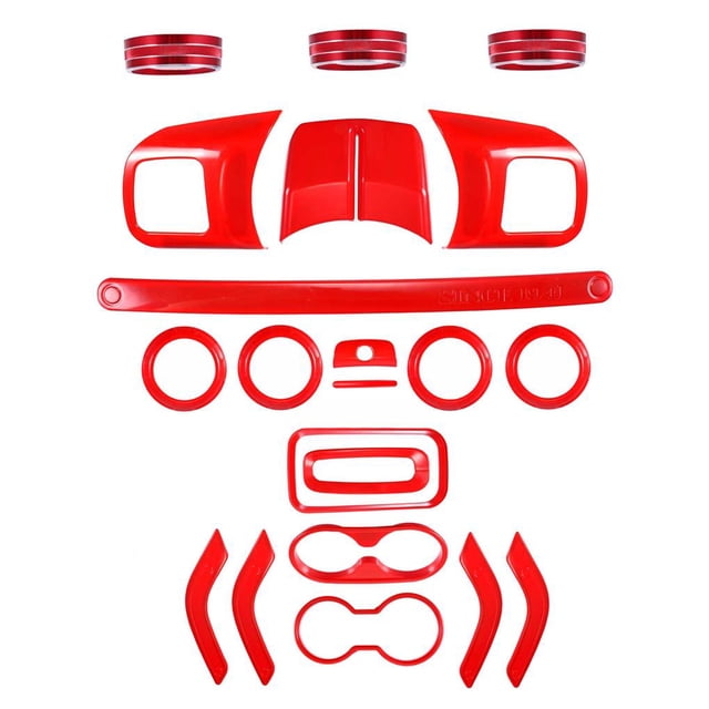 Kit De Decoración De Interior De Coche Kit De Decoración De Cubierta Interior Roja Compatible Con Jeep Wrangler 2011-2018 Vehículo De Decoración De Coche 21 Uds. Speravity VI005806-00