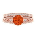 thumbnail image 2 of Clara Pucci 18K Rose Gold 2.095 Simulated Red Diamond Engraveable Engagement Ring + Wedding Band Set, 2 of 7
