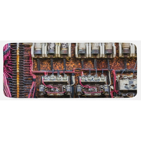 

Wire Kitchen Mat Old Rusted Electrical Panel with Fuses and Contacts in Abandoned Energy Factory Print Plush Decorative Kitchen Mat with Non Slip Backing 47 X 19 Multicolor by Ambesonne