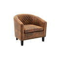thumbnail image 5 of Accent Barrel Chair Linen Living Room Chair with nailheads and Solid Wood Legs Microfiber Fabric for Bedroom, Light Coffee, 5 of 7