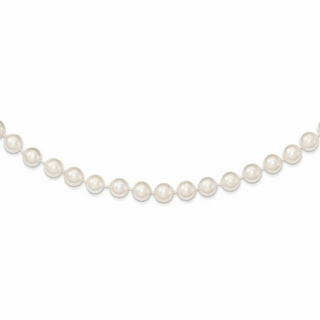 Roy Rose Jewelry 14K Yellow Gold 6-7mm Round White Saltwater Akoya Cultured Pearl Necklace ~ length: 24 inches