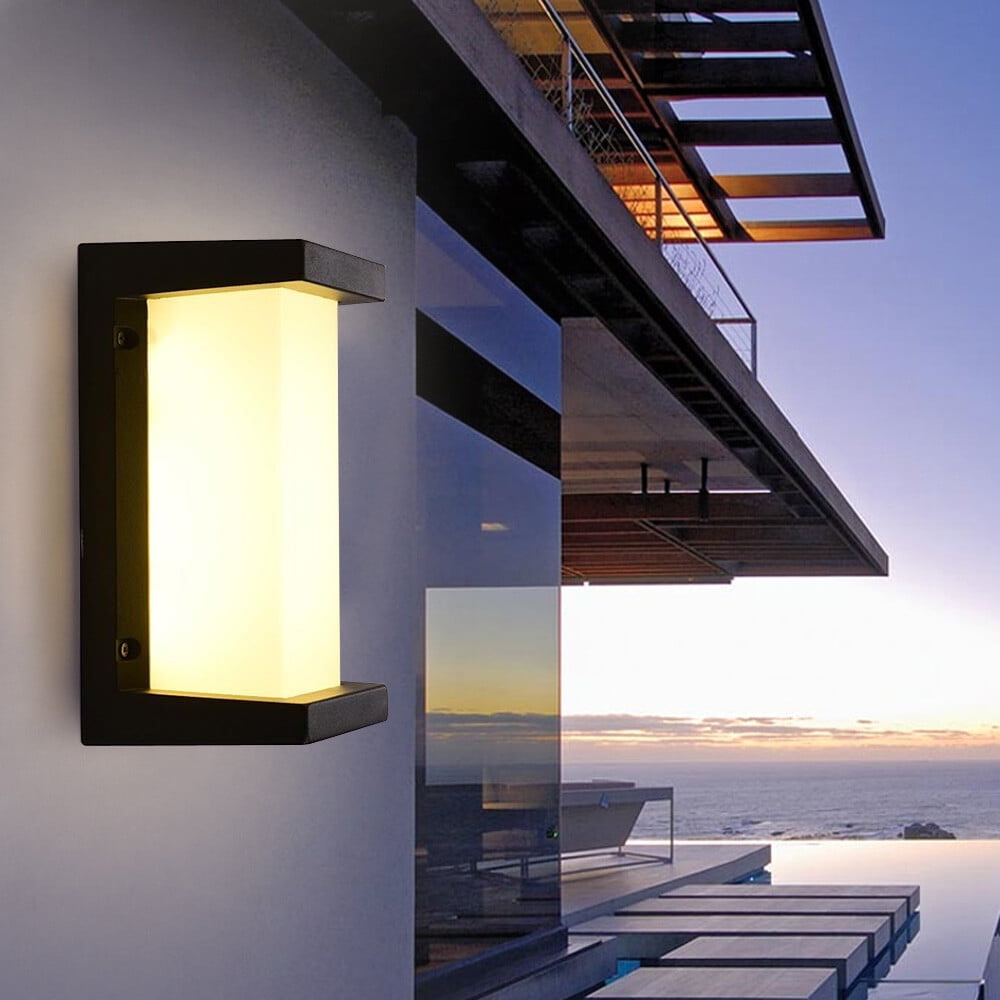 LiHUiee Modern Porch LED Sconce Light Waterproof Outdoor Exterior Wall Lamp Wall Fixture for Bedrooms