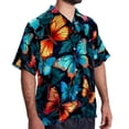 thumbnail image 2 of Flower Butterfly Men's Hawaiian Button Down Short Sleeve Casual Printed Summer Beach Unisex Shirt, 2 of 6