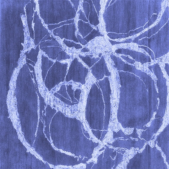 Ahgly Company Indoor Square Abstract Blue Contemporary Area Rugs, 6' Square