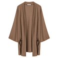 thumbnail image 7 of Grace Karin Women's Open Front Cardigan Oversized Waffle Knit Long Batwing Sleeve Sweaters with Pockets,Light Coffee, 7 of 7