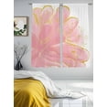 thumbnail image 4 of Sheer Curtains 72 Inches Long, Pink Gold Light Filtering Window Curtains for Living Room, Boho Modern Abstract Minimalist Aesthetic Flower Rod Pocket Voile Sheer Curtain Drapes, 52"W x 72"L, 2 Panels, 4 of 8