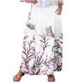 thumbnail image 2 of WXLWZYWL Women Flowy Maxi Skirt Floral Print Fall Casual Boho High Elatic Waist Loose Long Skirt with Pockets, 2 of 5