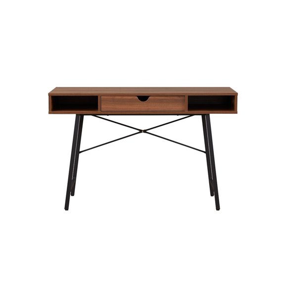 Unique Furniture 262 Transitional Wood Desk With Center Drawer in Walnut