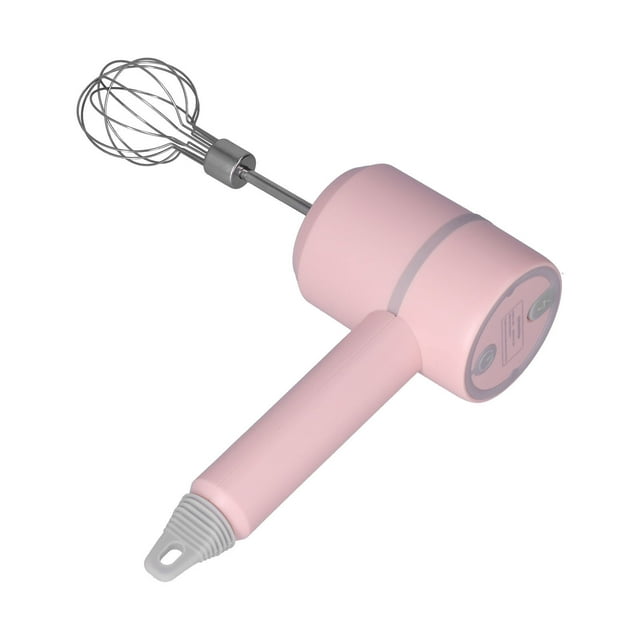 Batidora de mano eléctrica de larga duración, motor potente, varilla extraíble para huevos, rosa, inalámbrica, 2 varillas