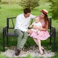 thumbnail image 2 of Costway Outdoor Patio Garden Bench Metal Frame with Ergonomic Armrest 660 Lbs Max Load, 2 of 9