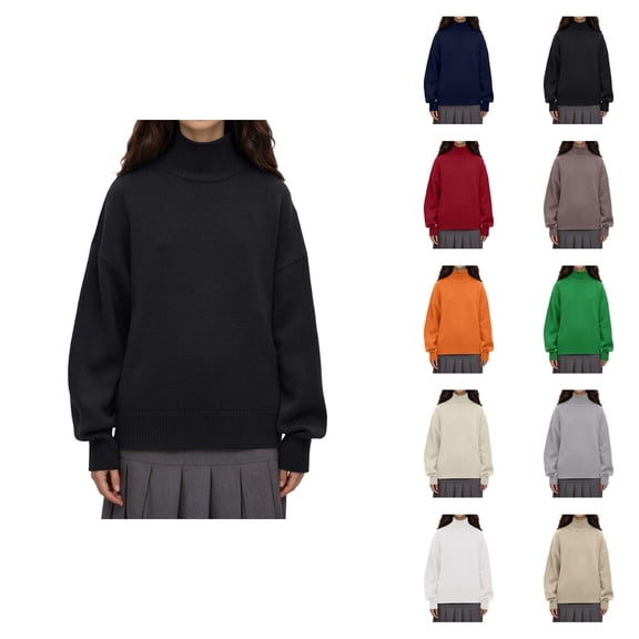 Pullover Sweaters for Women 2025 Long Sleeve Turtleneck Oversized Plain Basic Knitted Sweater Tops Fall Winter Outfits