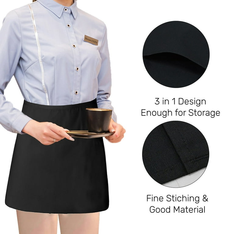 FunnAura Half Waist White Waitress Apron With Pockets, Ruffle Apron For Home Restaurant Hote