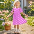 thumbnail image 2 of Agkizg Girls Short Sleeve Dresses Crewneck Floral Print Casual A Line Flower Girl Sundress Dresses, 2 of 5