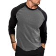 thumbnail image 3 of BOBOGOJP Men's Long Sleeve Baseball T-Shirt Two-Tone Active Tee (Dark Gray,XL), 3 of 7