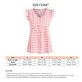thumbnail image 5 of Camiseta sin mangas con estampado de rejilla para mujer, cuello en V con volantes, dobladillo suelto, camisas sin mangas informales de verano, 5 of 5