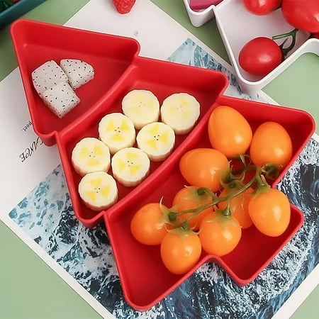 

Premium Christmas Tree Nut Snack Tray Assorted & Convenient Plastic Serving Platter for Lazy Snackers 2Set