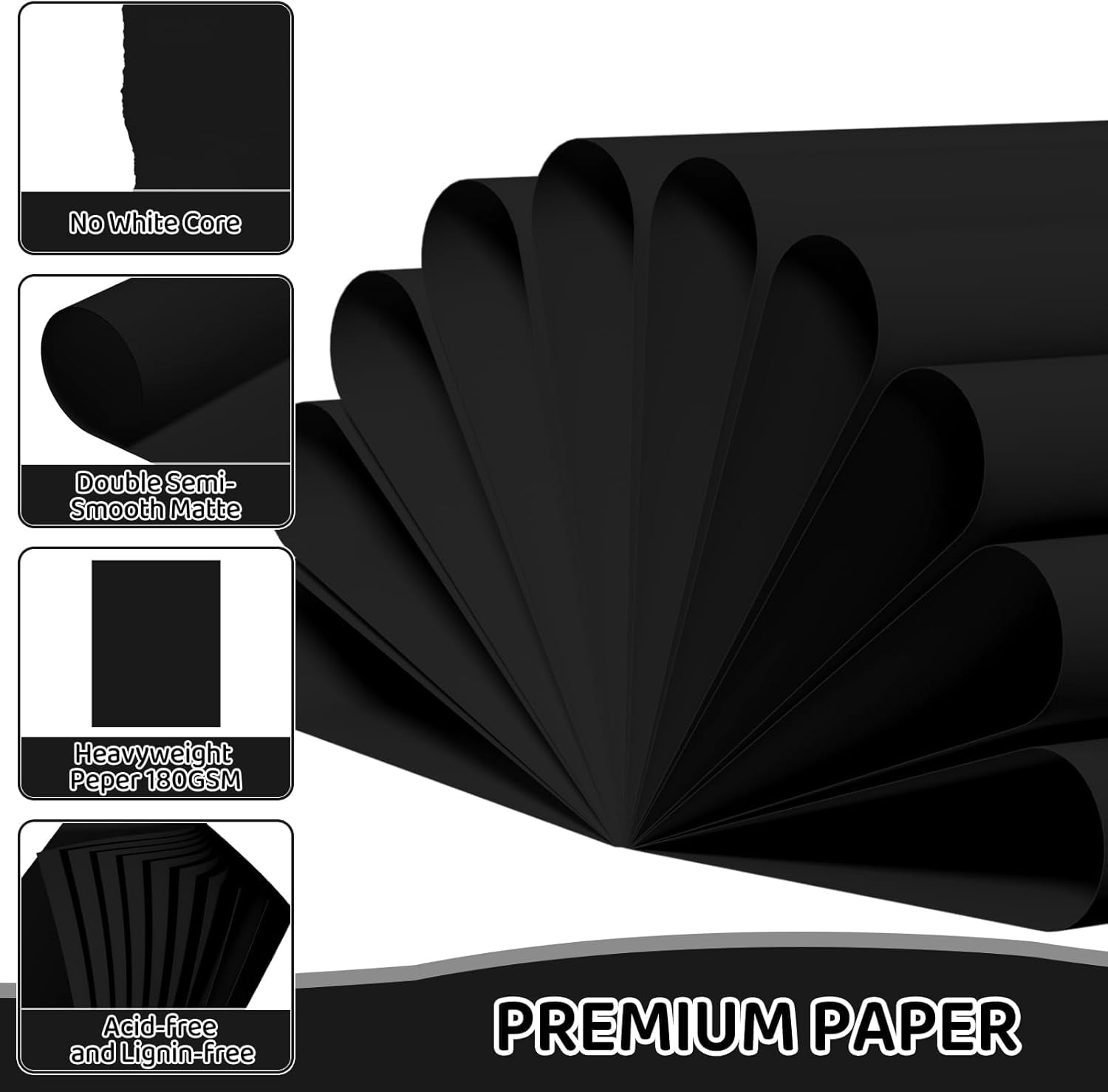 AllWays Plaza Cardstock 8.5 X 11, 40 Sheets Black Card Stock, 65lb/ 180gsm Copy Paper, Cardstock Printer Paper For Art, Painting, Invitations, DIY Cards, Craft, Construction, Office Supplies