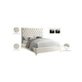 thumbnail image 2 of Meridian Furniture Cruz Solid Wood Tufted Velvet Queen Bed in Cream, 2 of 9