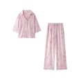 thumbnail image 5 of HH TRAF Traje de verano para mujer, camisa holgada con cuello vuelto y manga larga con botonadura sencilla y pantalón con lazo y cintura alta con cordones para mujer, 5 of 5