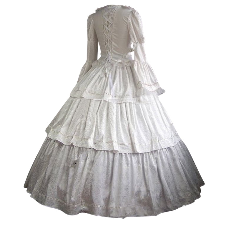 chinese dress ladies Victorian-Inspired White Lace Corset Dress with Bell Sleeves – Layered –  WonderlandByLilian
