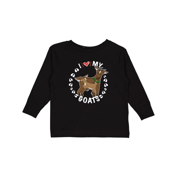 Inktastic I Heart My Goats with Cute Goats and Hoof Prints Boys or Girls Long Sleeve Toddler T-Shirt