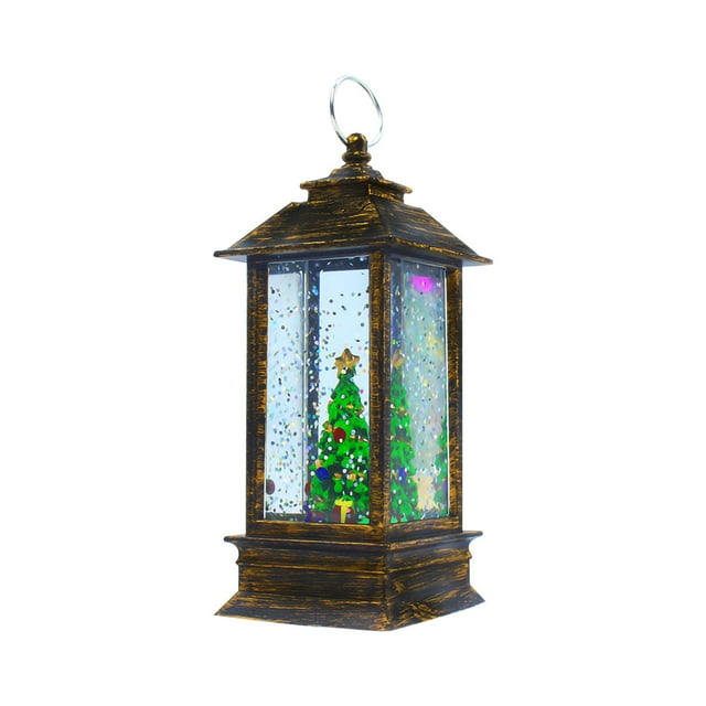 Fiudx Farol Navideño con Luz Led Brillante, Decoración de Muñeco de Nieve y Anciano, Luz Nocturna para Decoración Navideña, Efecto Brillante, Adorno de Mesa, Tamaño 5,5 X 5,5 X 13 Cm.