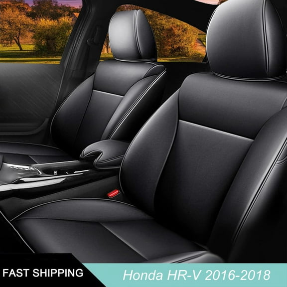 IKABEVEM Custom Fit Faux Leather Seat Covers for Honda HR-V 2016-2018 EX EX-L&2016-2022 LX (Black)