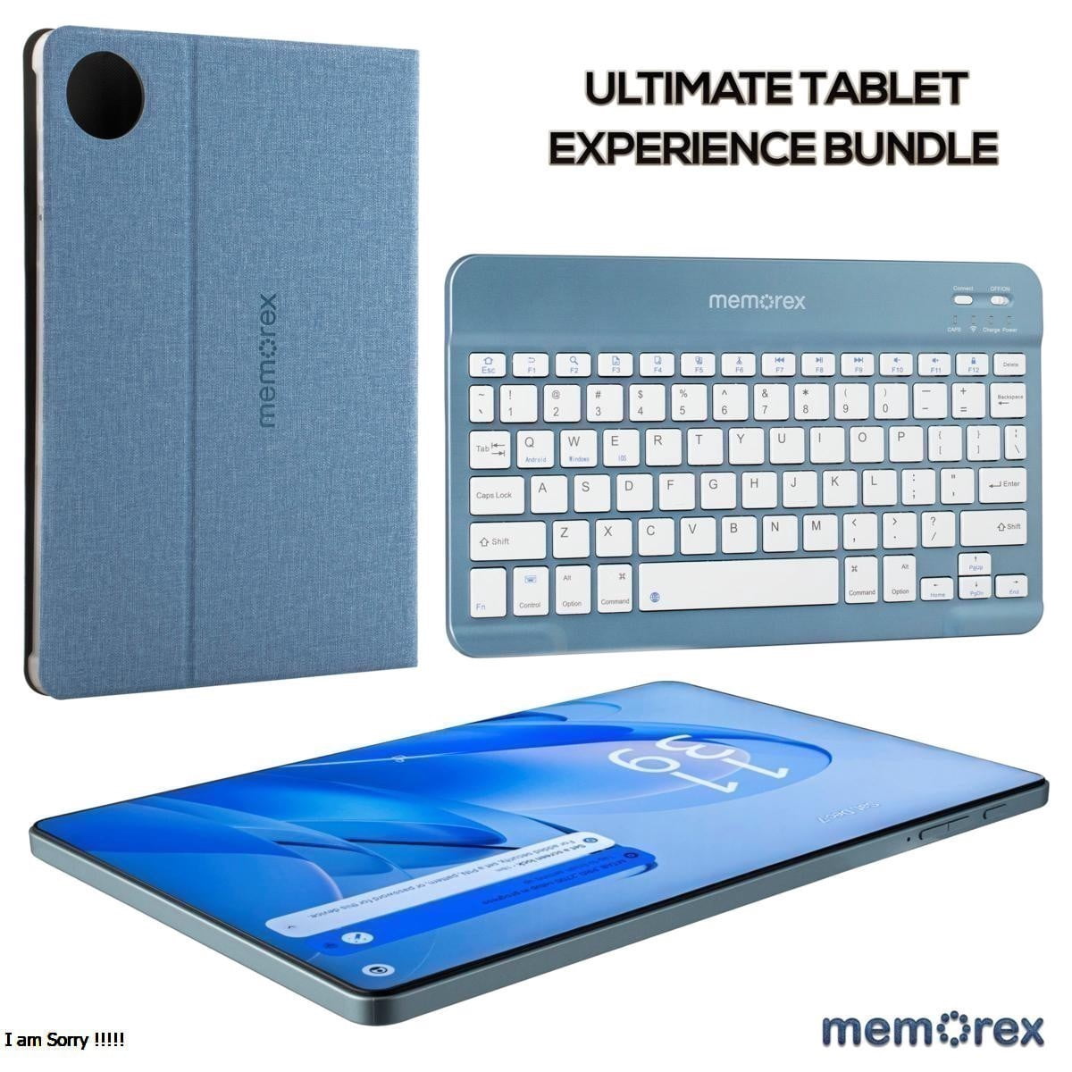 Memorex 10.1" Android 14 Tablet with Keyboard & Case, 128GB Storage, 4GB RAM, FHD IPS Display, MTAB10(K), Black