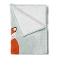 thumbnail image 2 of Birthday Soft Flannel Fleece Throw Blanket, Fox Sleeping on Dotted Backdrop with Greeting Happy Message, Cozy Plush for Indoor and Outdoor Use, 60" x 80", Almond Green Orange, by Ambesonne, 2 of 5