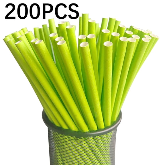 BPPEG Paper Straws, Disposable Soild Color Straws 200 Pack - Biodegradable, Durable and Eco friendly - Non-soggy Paper Straws for Drinking and Crafts, Green