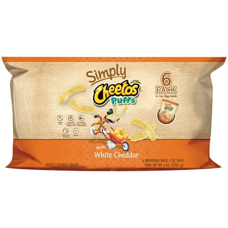 Simply Cheetos Puffs White Cheddar Cheese Flavored Snacks, 1 Oz., 6 Count