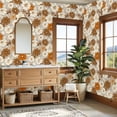 thumbnail image 4 of Boho Peel and Stick Wallpaper Vintage Floral Beige Brown White Flowers Wall Mural 23.6in x 9.8ft Self Adhesive Removable Wall Paper Renter Friendly Wallpaper for Bathroom Kitchen Kids Bedroom, 4 of 8